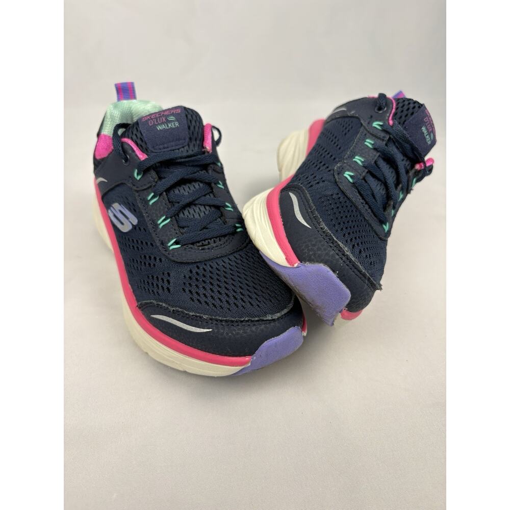 SKECHERS D'LUX WALKER Infinite Motion Mesh Shoes Navy Blue Pink Womens Size US 7 - Picture 10 of 16